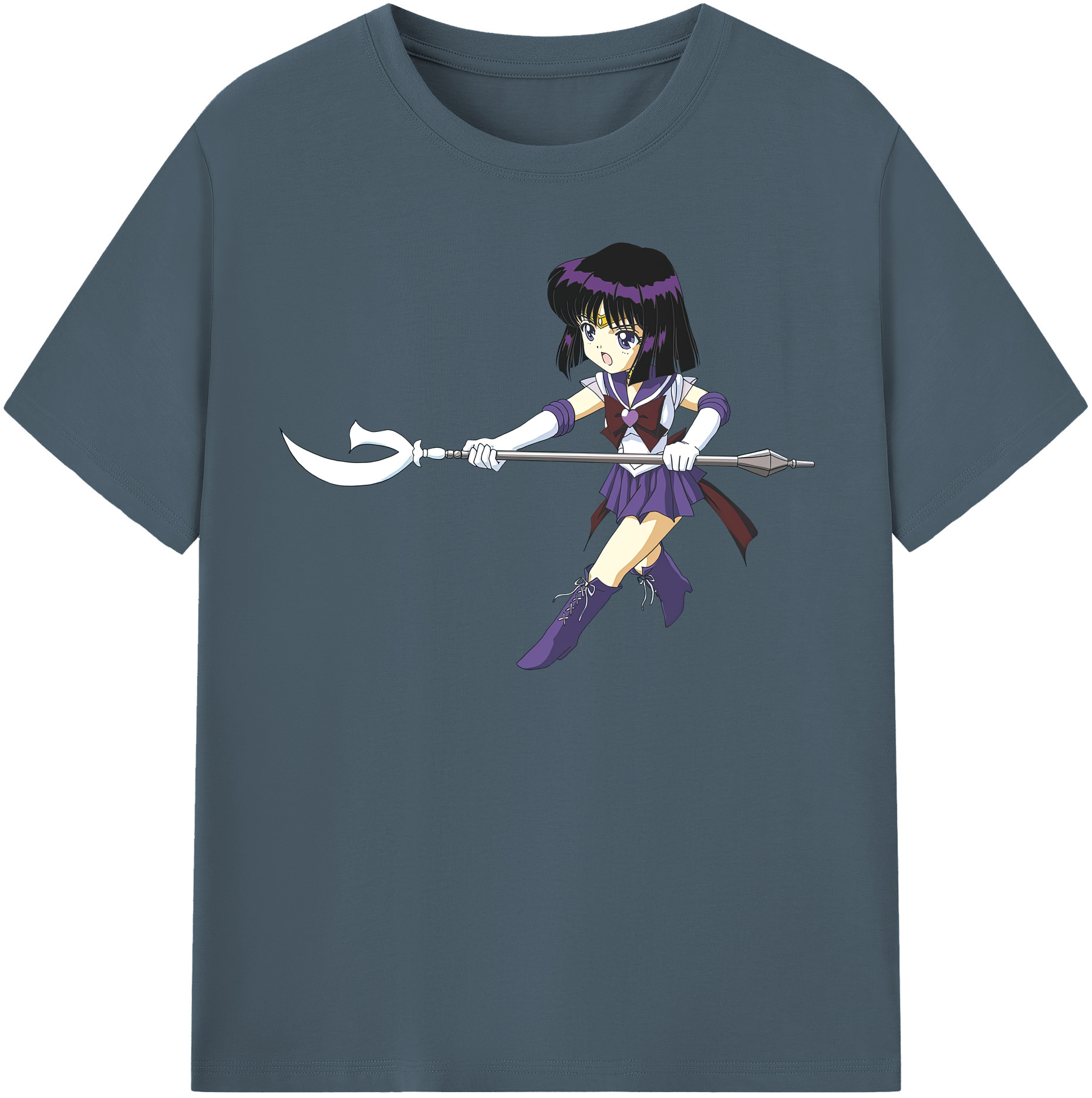 （画像用） 美少女戦士セーラームーン 土萠ほたる Sailor Moon Tomoe Hotaru （セーラーサターン；Sailor Saturn） 綿100％半袖Tシャツ（フロントプリント）